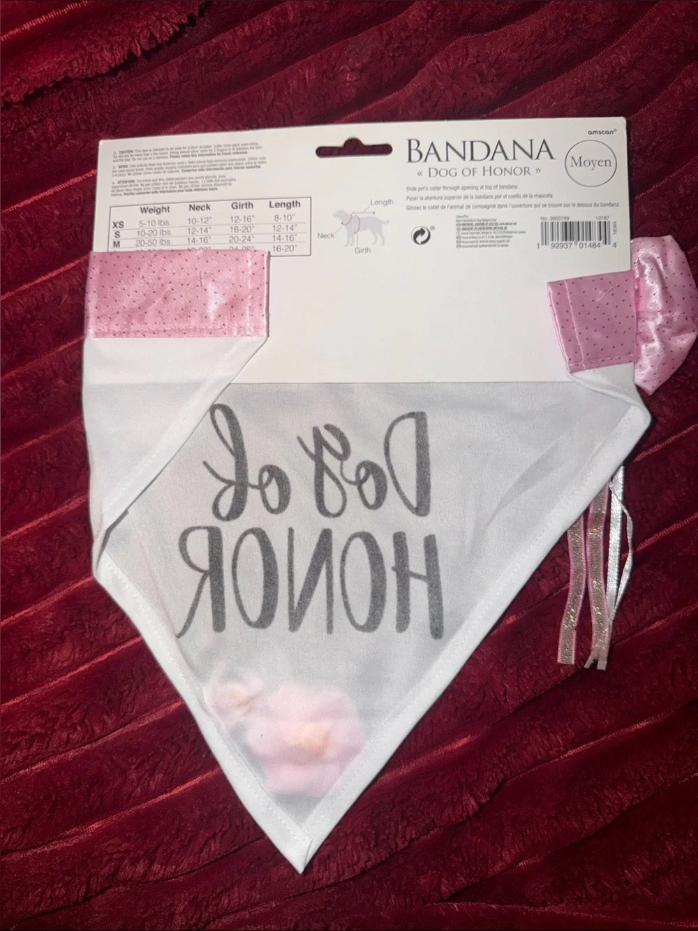 Dog of Honor Bandana - Pink & White